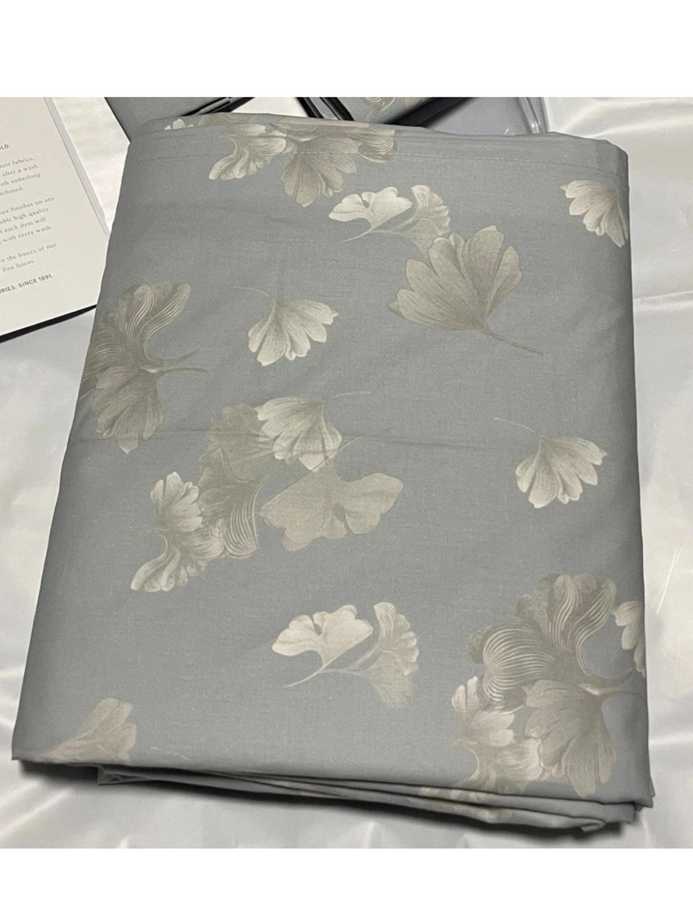 SFERRA GINKGO JAPANESE FULL/QUEEN DUVET COVER 88x92” AQUA FLOWER ITALY